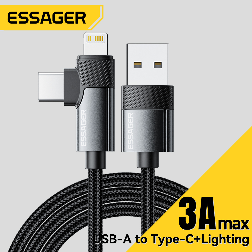 Gaming Console Ipad - Essager 2-in-1 Right Angle Cable USB